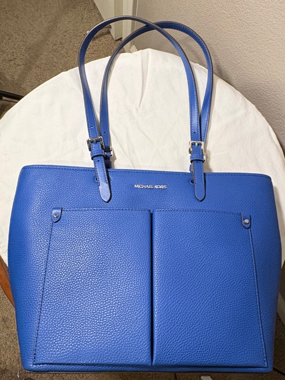 NWT Michael Kors Jet Set Travel Medium Double Pocket Tote — Galaxy Blue